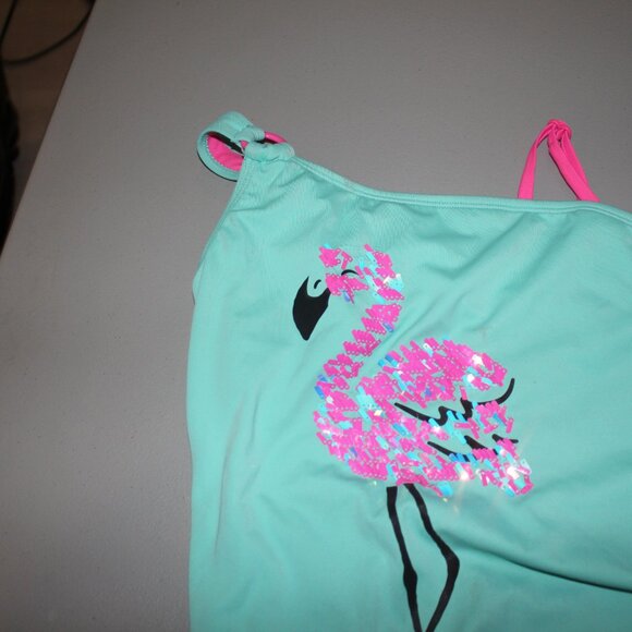 Blue Flamingom 1 Pcs Justice SAwimsuit Size 14 - Picture 2 of 9